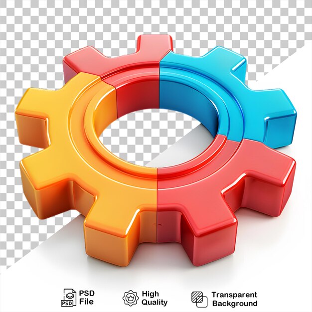 PSD 3d render gear icon isolated on transparent background