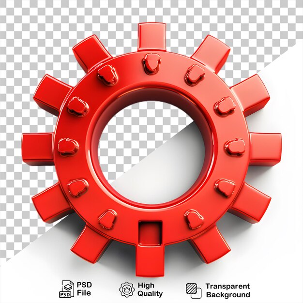 PSD 3d render gear icon isolated on transparent background