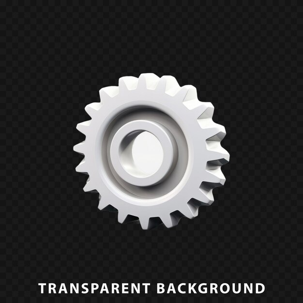 3d render gear isolated on transparent background