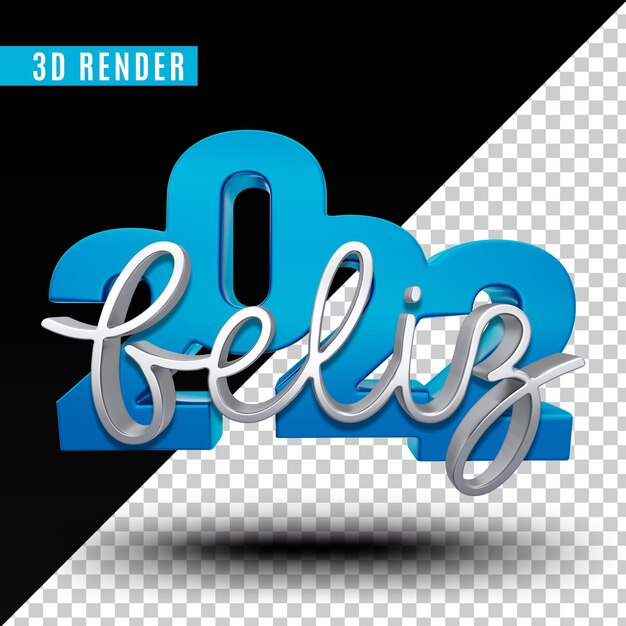 PSD 3d render gelukkig nieuwjaar 2022 psd