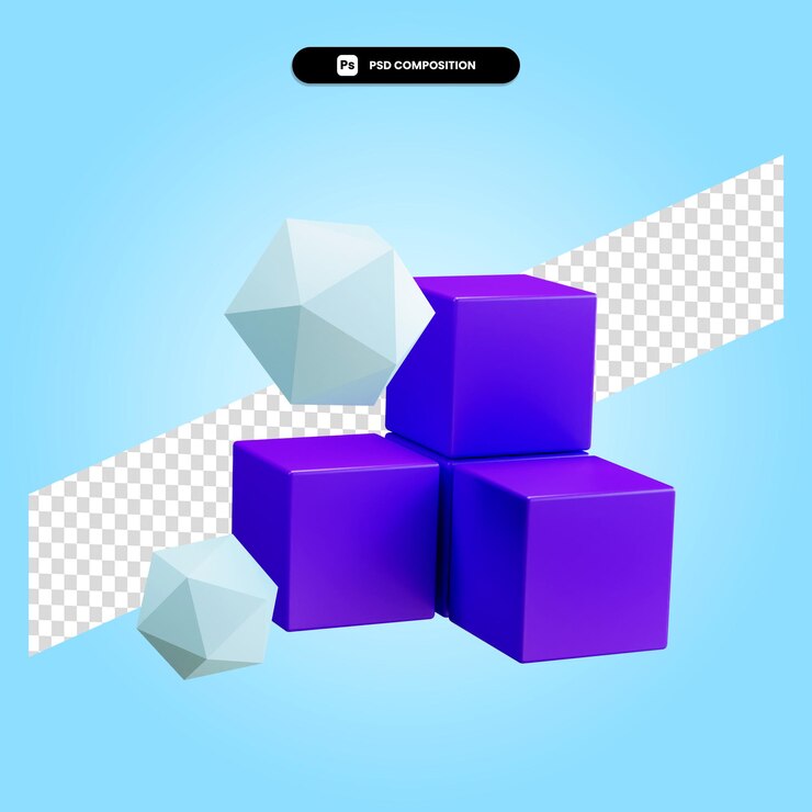 PSD 3d визуализация геометрический элемент иллюстрации изолированы