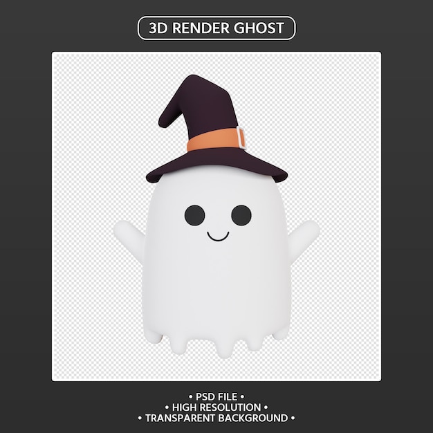 PSD 3d render of ghost cartoon character