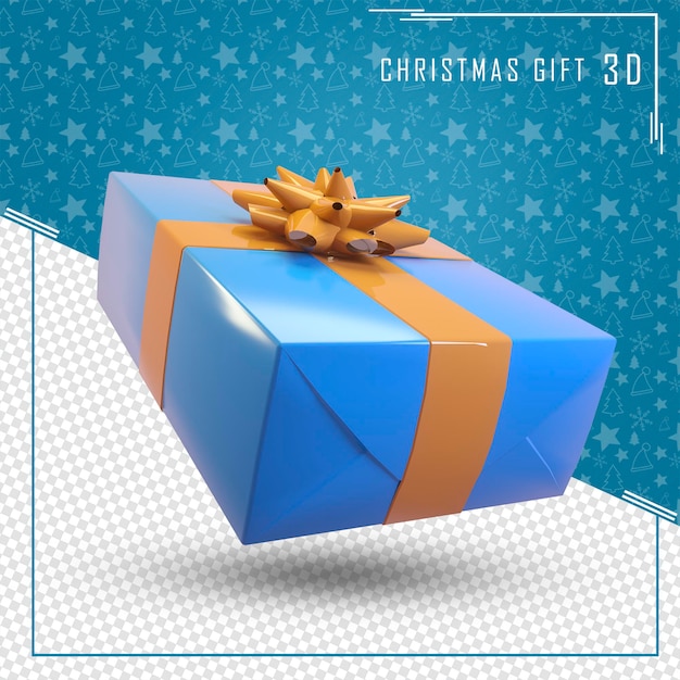 3D визуализация подарочная коробка синяя для счастливого Рождества