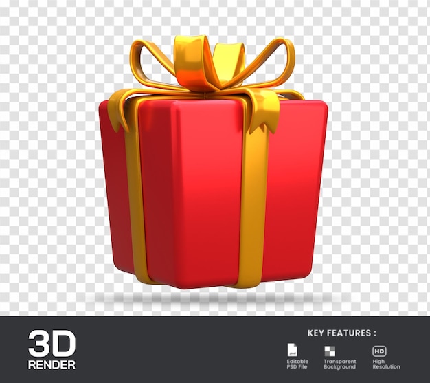 Icona della confezione regalo di rendering 3d isolata adatto per l'e-commerce o per l'illustrazione promozionale di omaggi per lo shopping