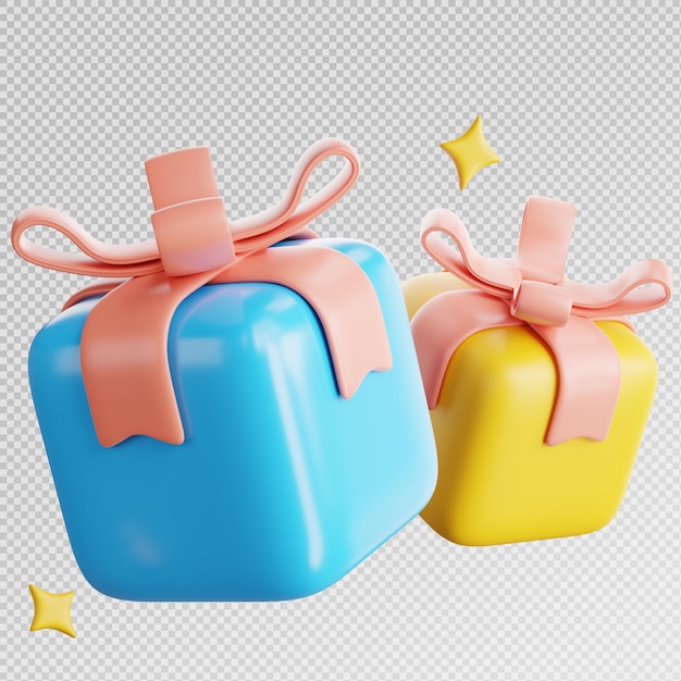 Rendering 3d di scatola regalo con concetto di shopping