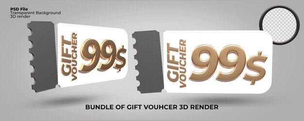 3d rendering buono regalo bonus 99 usd dollaro 3d rendering oro