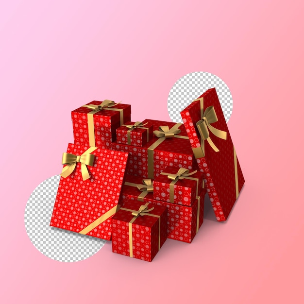 PSD 3d render gifts boxes