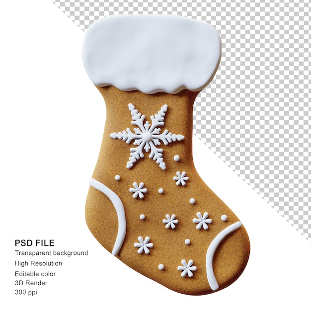 3d render gingerbread christmas sock