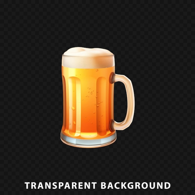 3d render glass of beer isolated on transparent background