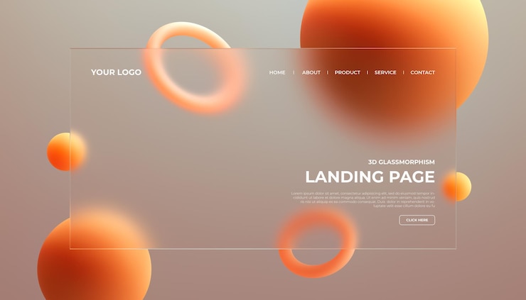 PSD 3d render glassy background modern glass morphism style
