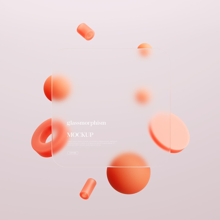 PSD 3d render glassy background. modern glass morphism style.
