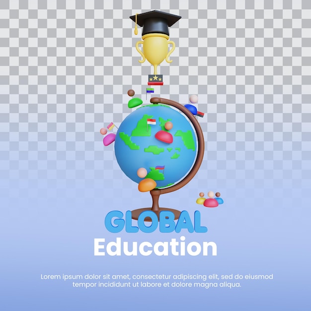 3d render global education graduate