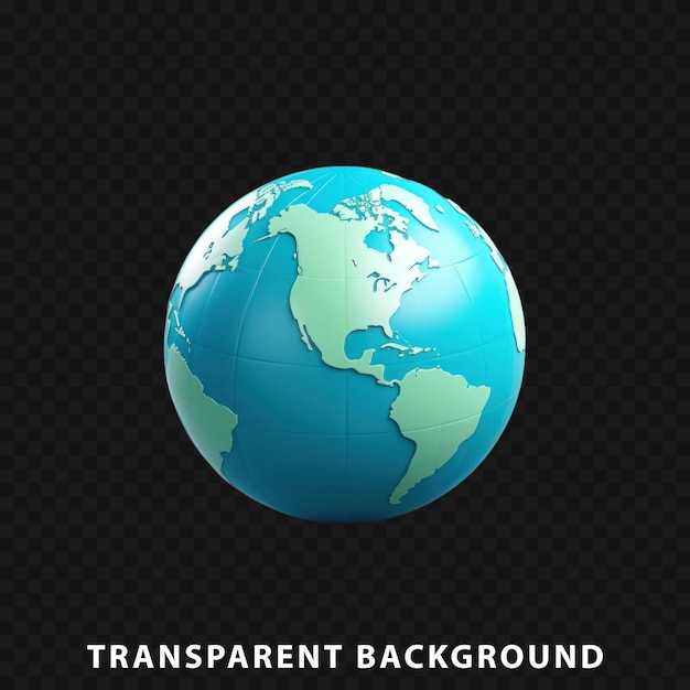 PSD 3d render globe isolated on transparent background