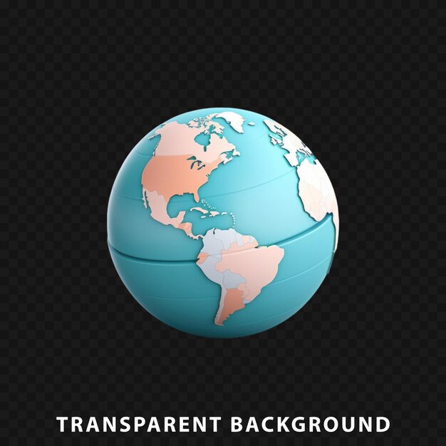 3d render globe isolated on transparent background