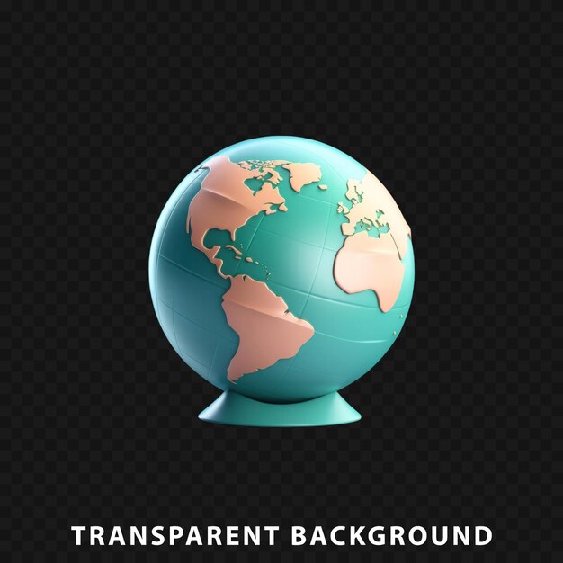 PSD 3d render globe isolated on transparent background