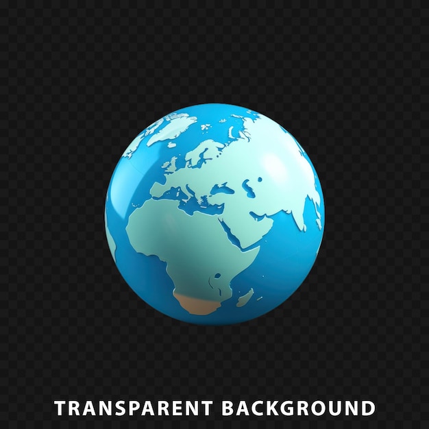 PSD 3d render globe isolated on transparent background