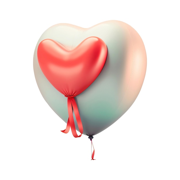 3d render icona di palloncini a forma di cuore lucido