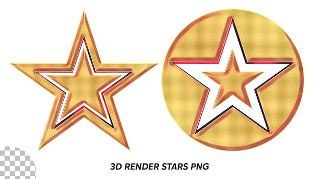 PSD 3d render glowing gold star