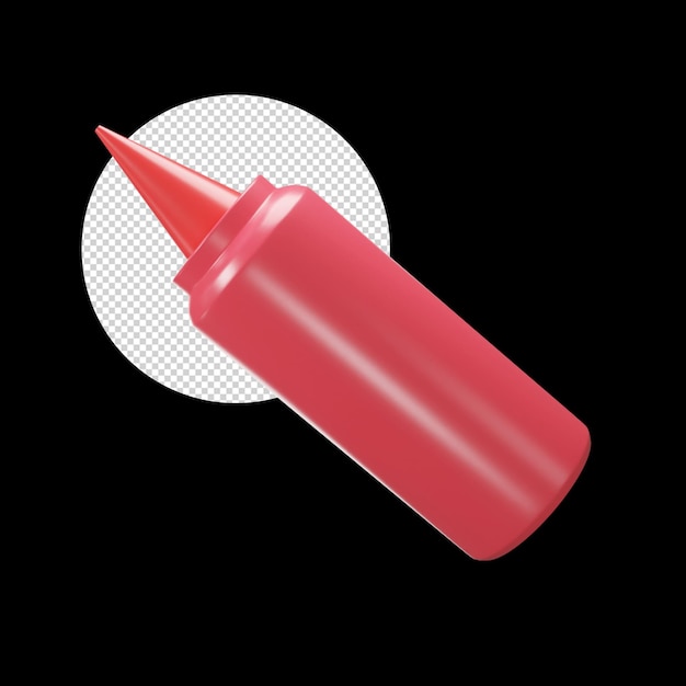 PSD 3d render of glue bottle icon in red color