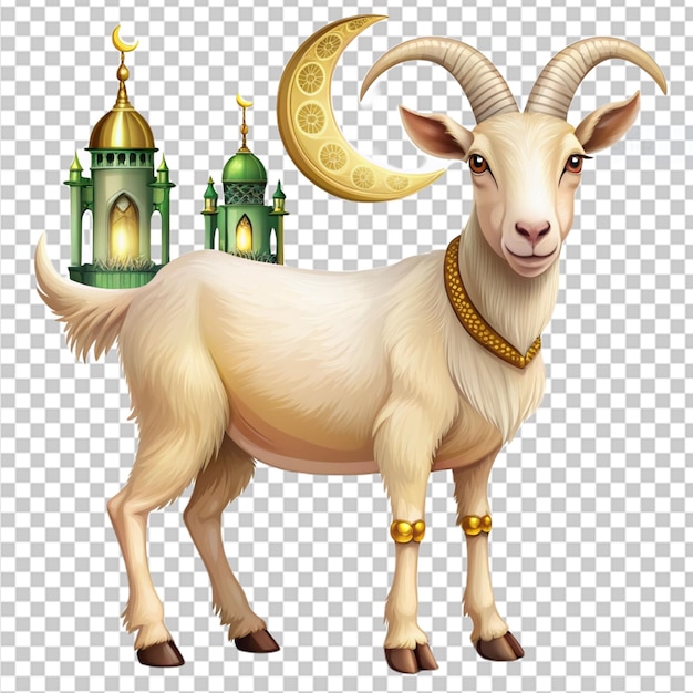 PSD rendering 3d di capre e pecore eid al adha islamico su sfondo trasparente