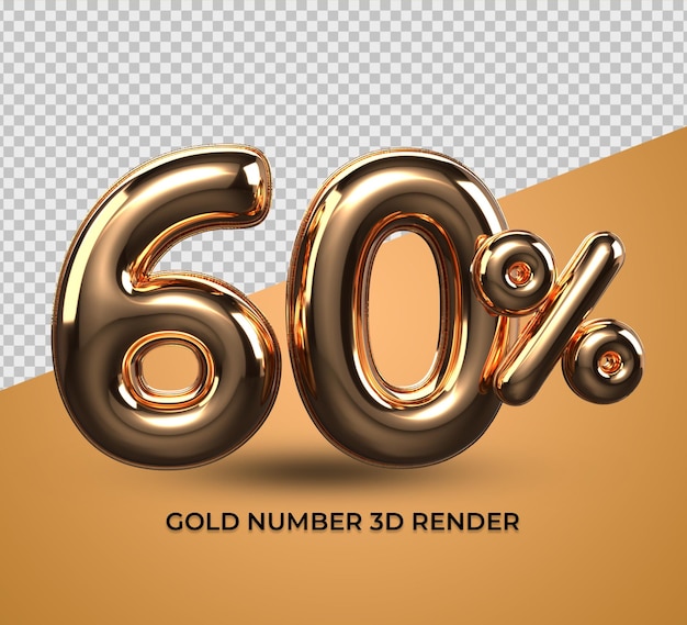 3d Render Gold 60 Procent Liczby Na Sprzedaż Rabat, Postęp