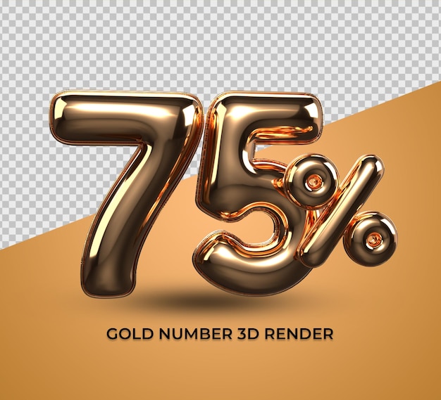 3d Render Gold 75 Procent Liczby Na Sprzedaż Zniżka, Postęp