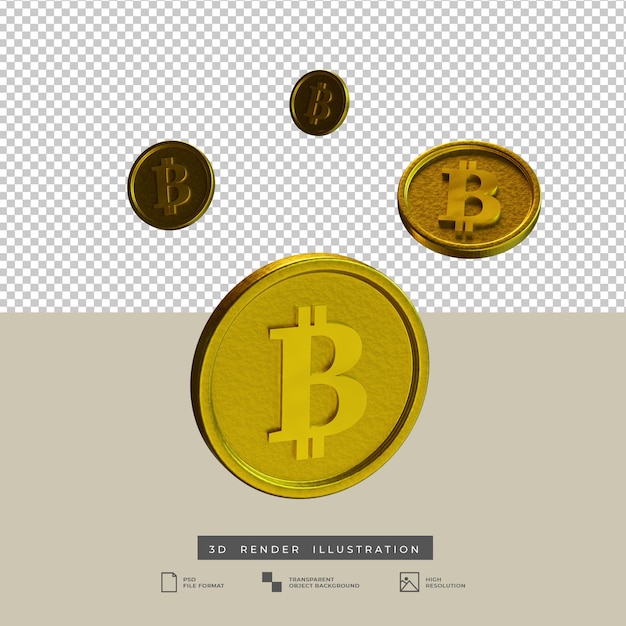 3d 렌더링 골드 Bitcoins 떨어지는 그림