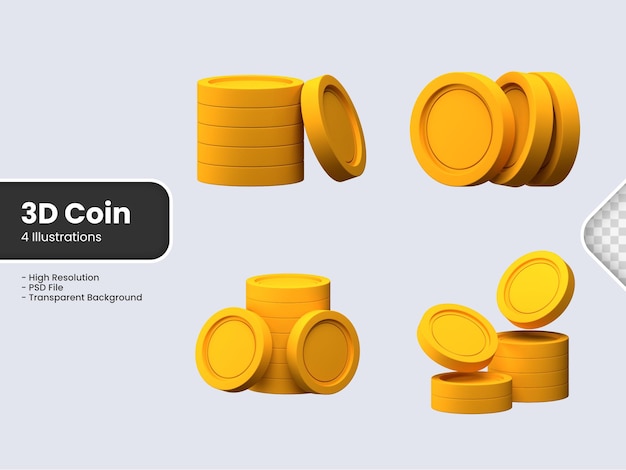 3d render gold coin isolated