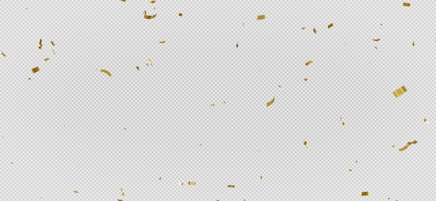 3d render of gold confetti with floating decoration on transparent background