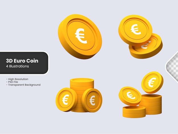 3d render gold euro coin isolated