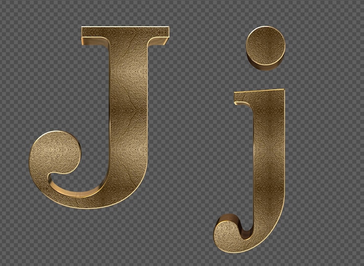 PSD 3d render gold lowercase and uppercase letters