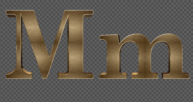 Rendering 3d lettere minuscole e maiuscole in oro