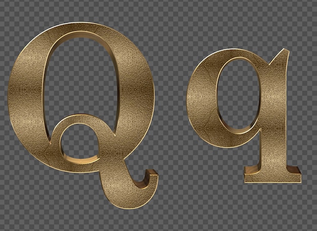 Rendering 3d lettere minuscole e maiuscole in oro