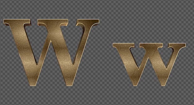 PSD 3d render gold lowercase and uppercase letters