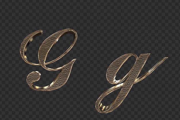 PSD rendering 3d lettere minuscole e maiuscole in oro