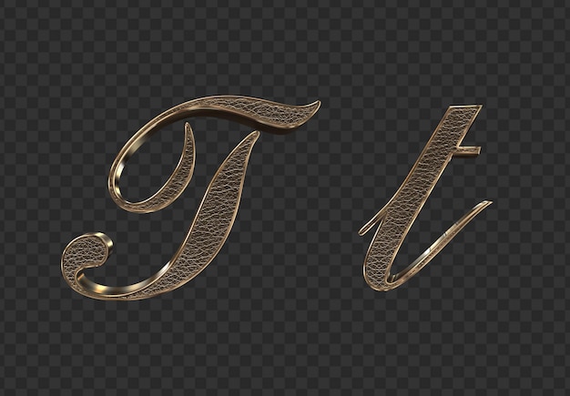 3d render gold lowercase and uppercase letters