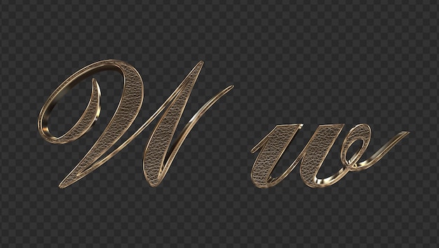 PSD rendering 3d lettere minuscole e maiuscole in oro