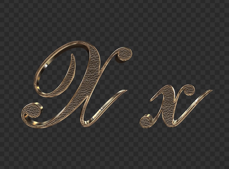 PSD 3d render gold lowercase and uppercase letters