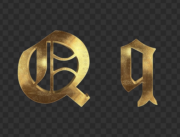 PSD rendering 3d lettere minuscole e maiuscole in oro