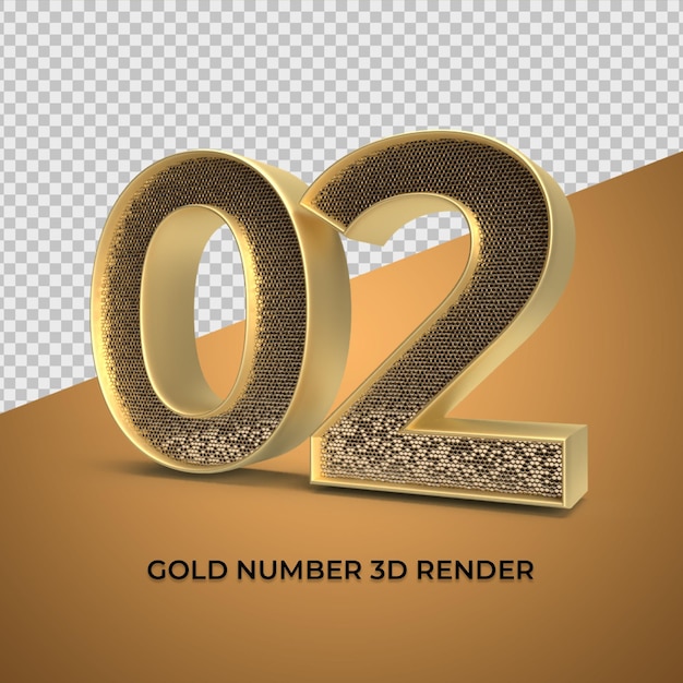 PSD 3d render numero d'oro 02 età anniversario di lusso