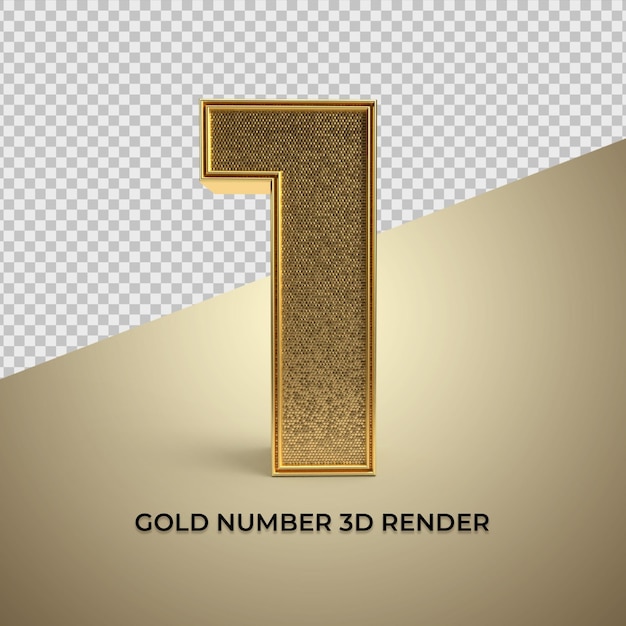 3D render gold number 1 PNG