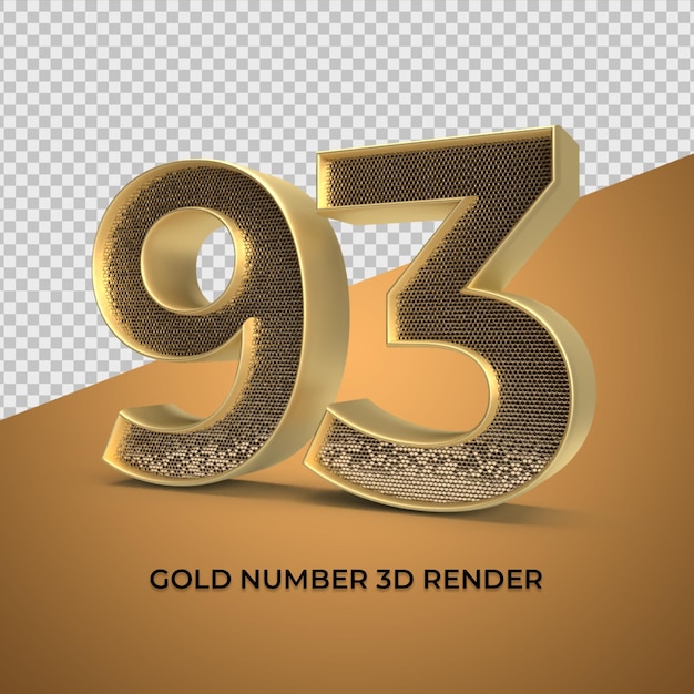 PSD 3d render numero d'oro 93 anni di anniversario di lusso