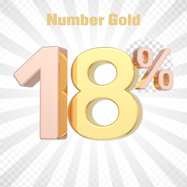 PSD 3d render of a gold percent