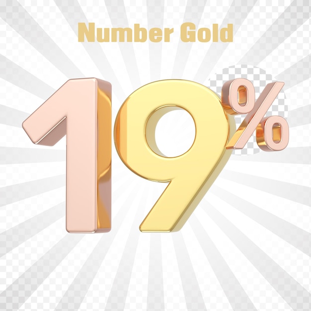 PSD 3d render of a gold percent