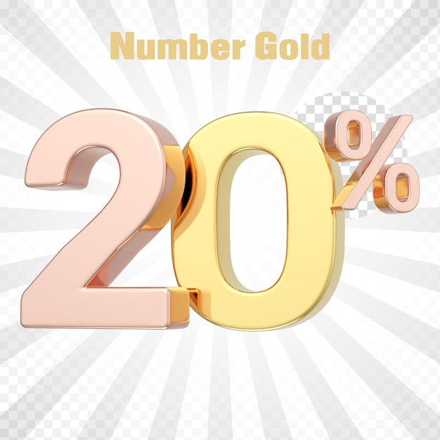 PSD 3d render of a gold percent