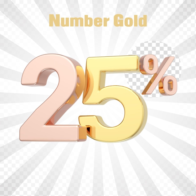 3d render of a gold percent