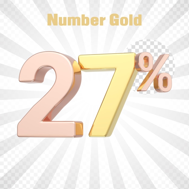 3d render of a gold percent