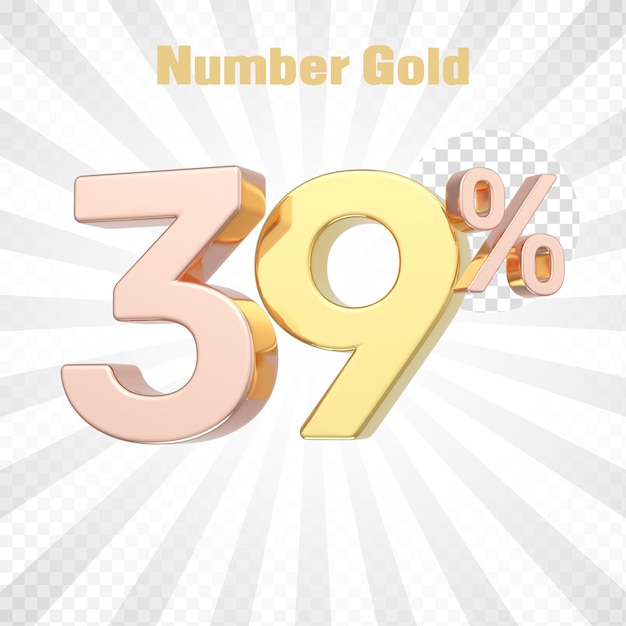 PSD 3d render of a gold percent