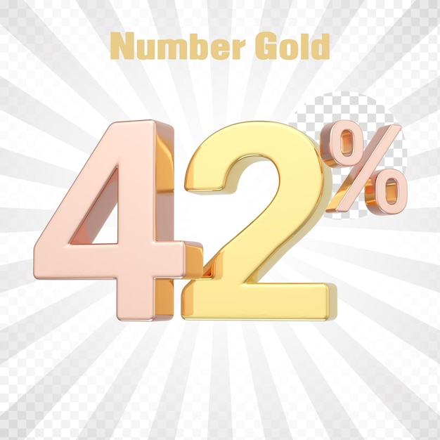 PSD 3d render of a gold percent