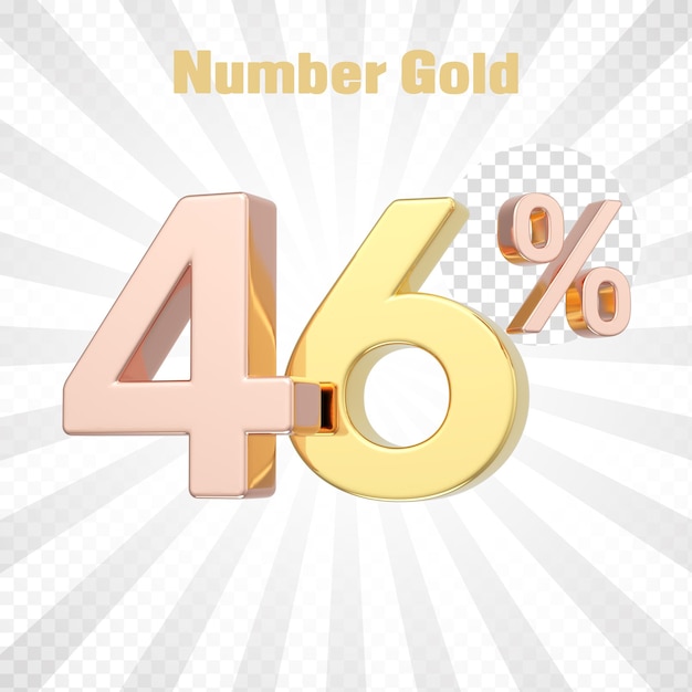 PSD 3d render of a gold percent